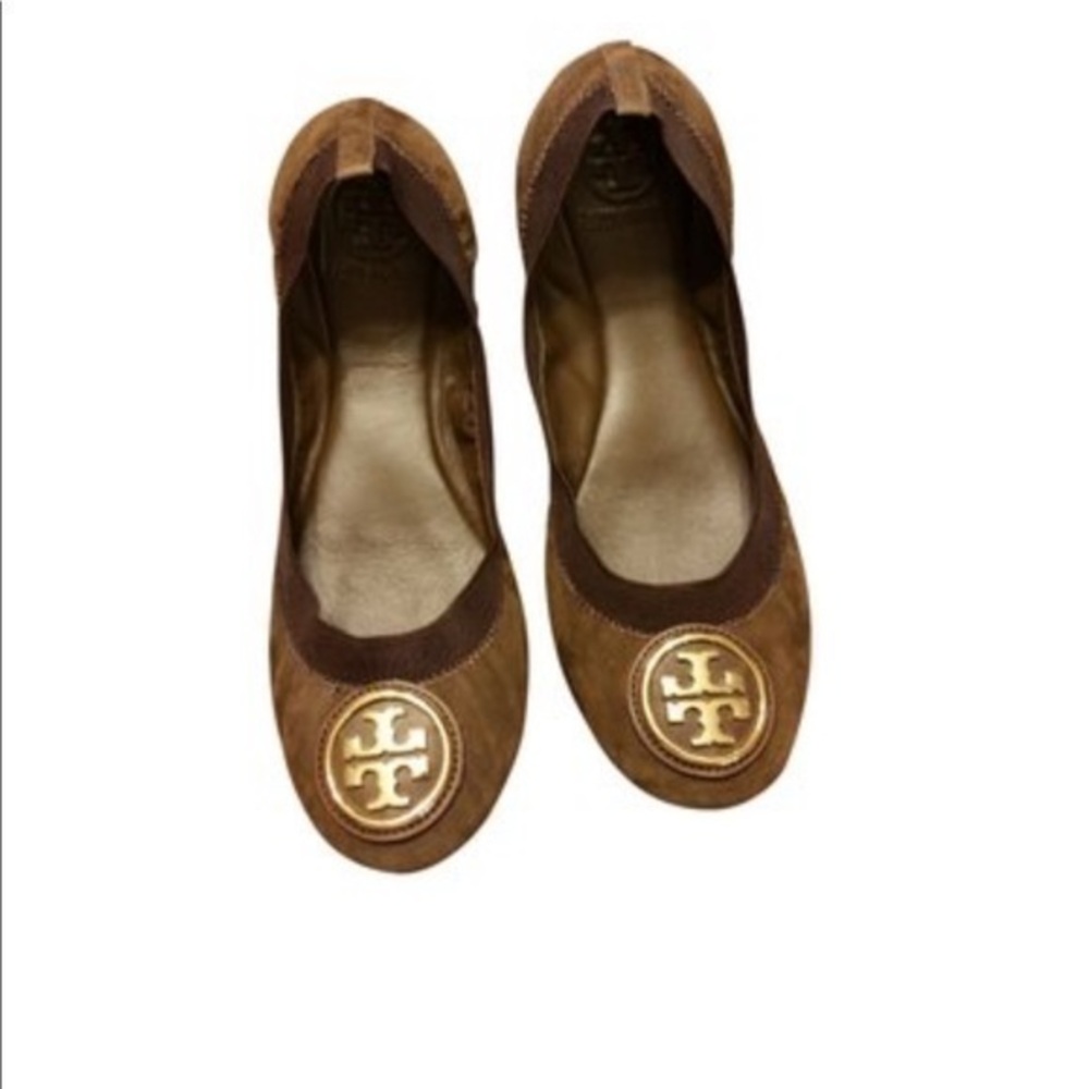 Tory Burch Caroline 2 Brown Suede Ballerina Flat Size 6M